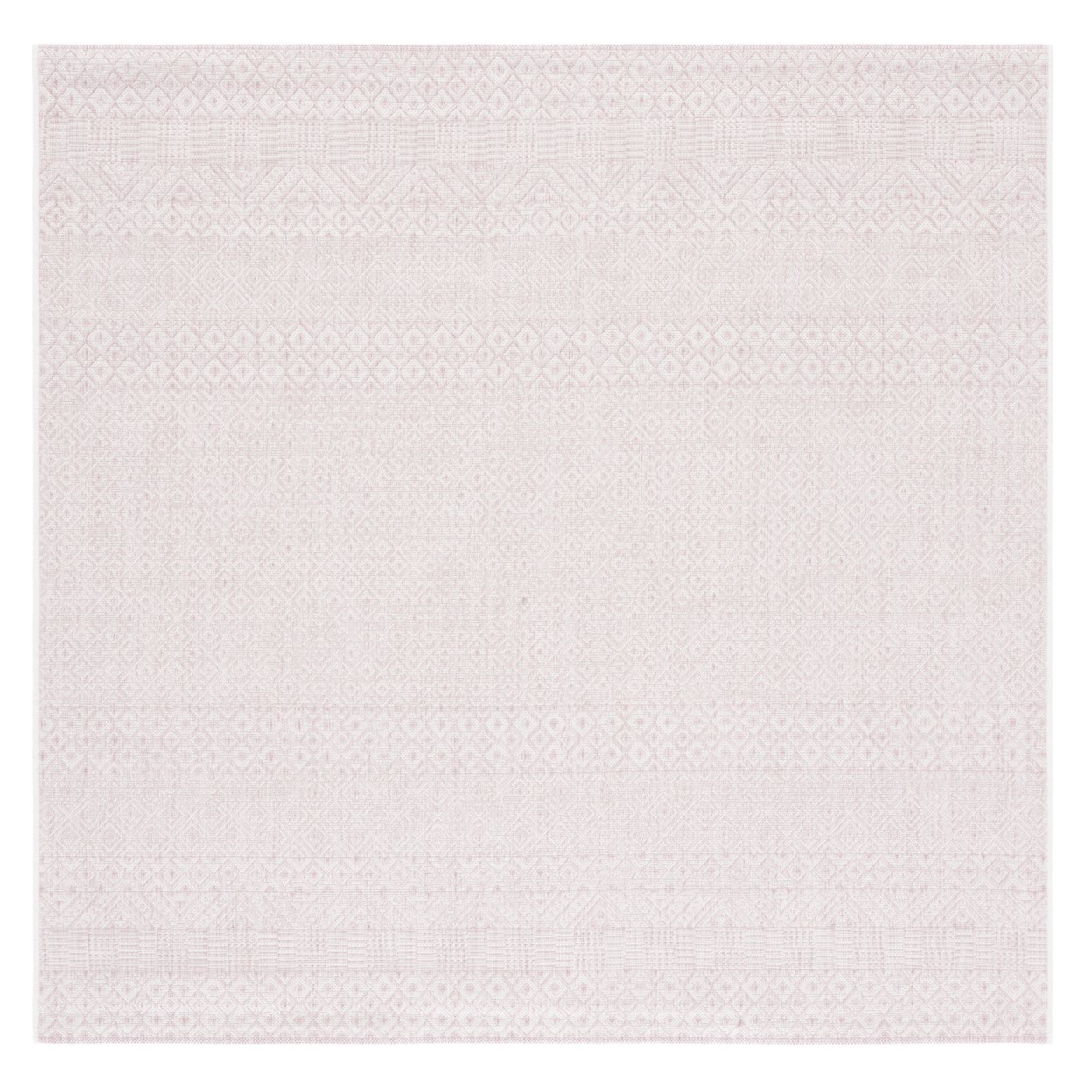 SAFAVIEH Outdoor CY8235-56212 Courtyard Ivory / Soft Pink Rug - 6' 7 Square