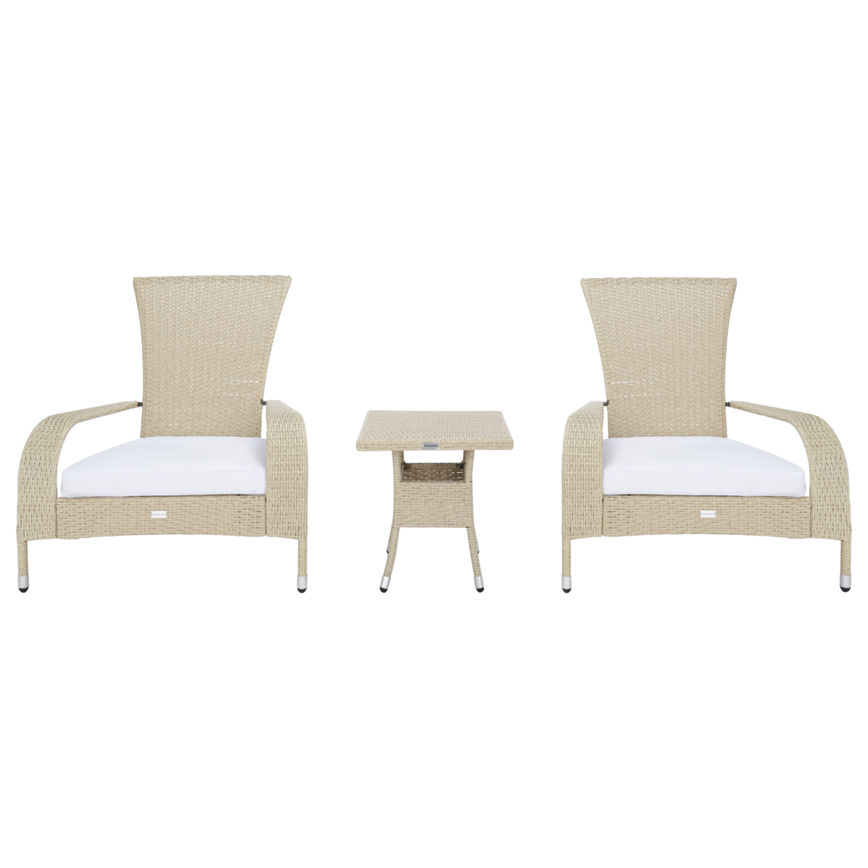 SAFAVIEH Outdoor Collection Edna 3-Piece Lounge Set Beige/White Cushion