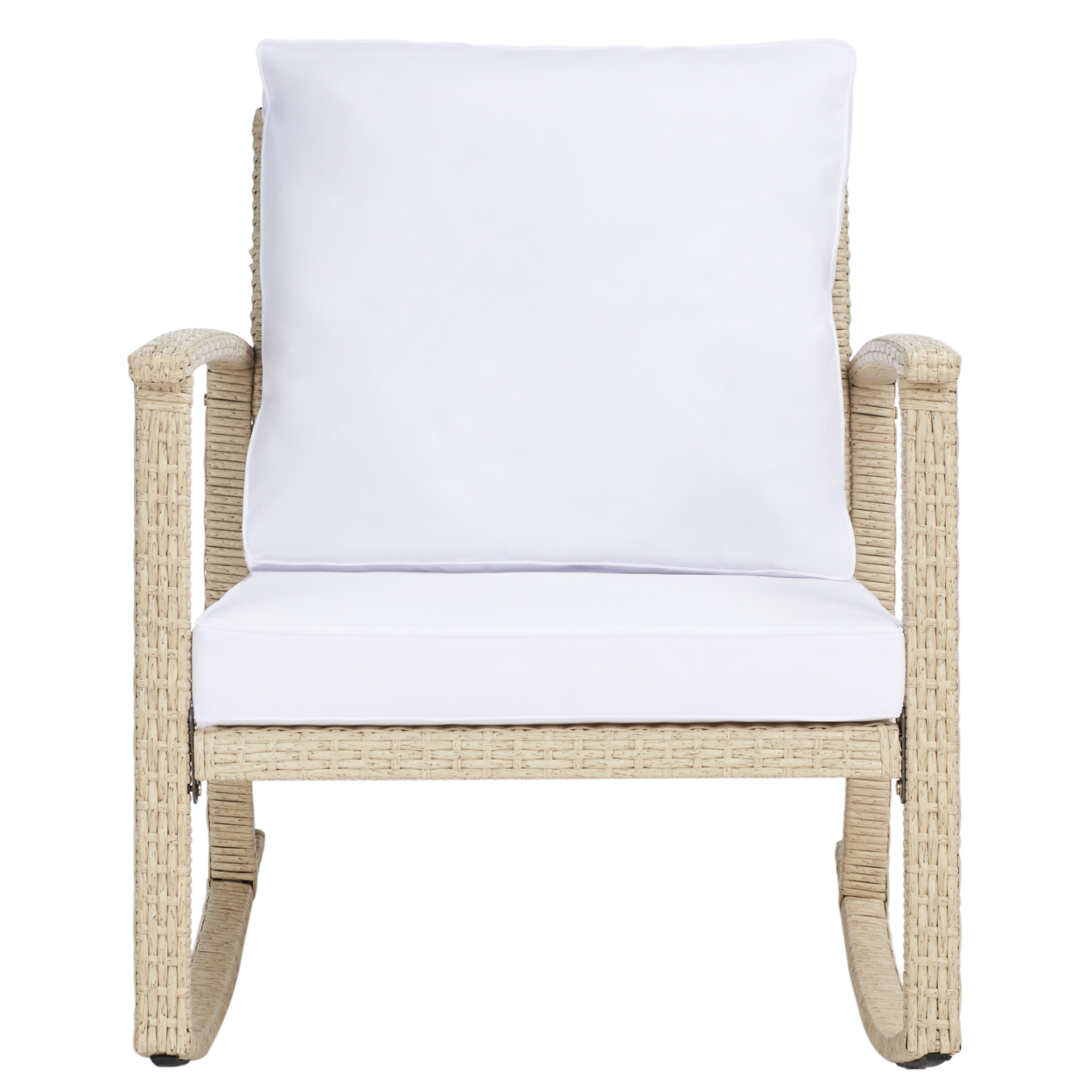 SAFAVIEH Outdoor Collection Daire Rocking Chair Beige/White Cushion