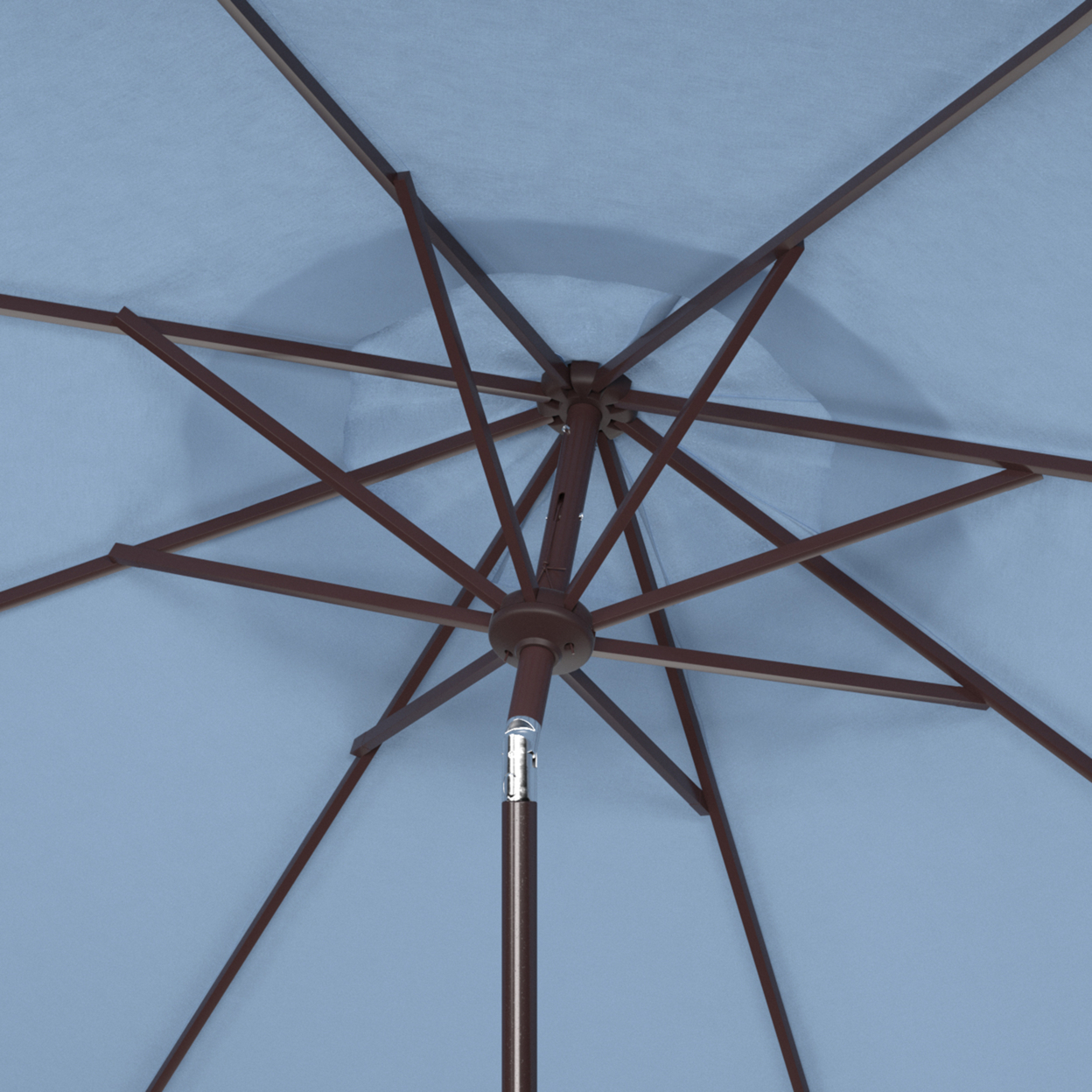 SAFAVIEH Outdoor Collection Milan Fringe 9-Foot Tilt Umbrella Baby Blue / White