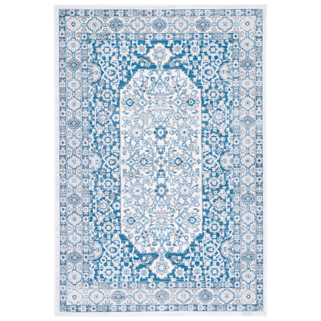 SAFAVIEH Toscana Collection TOS652B Ivory / Navy Rug - 6' 7 Square