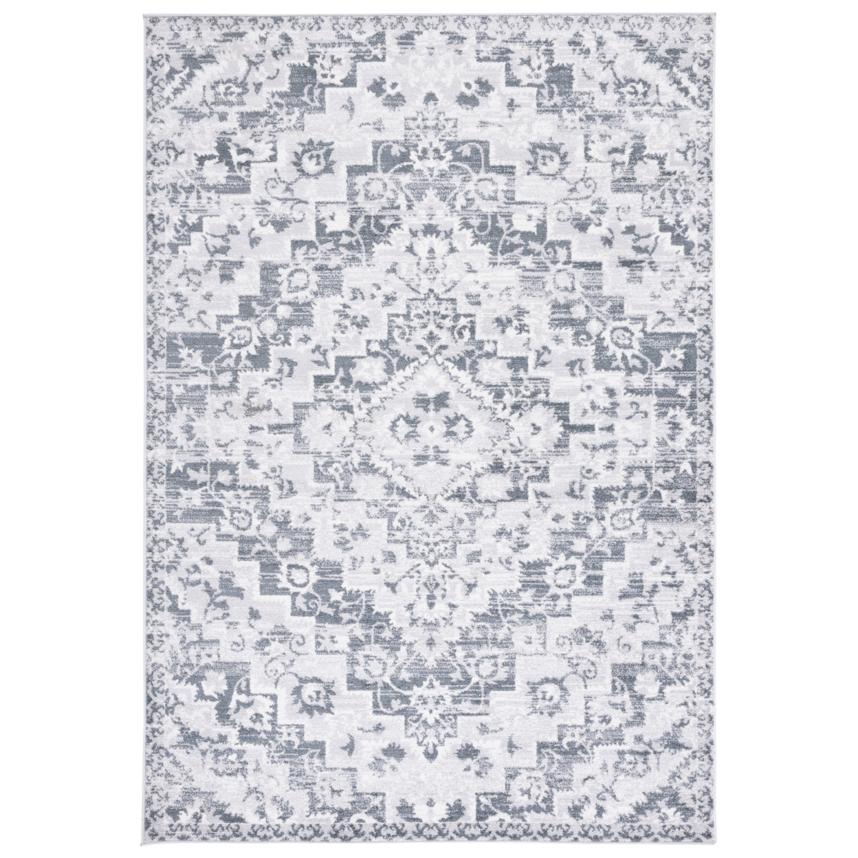 SAFAVIEH Toscana Collection TOS650F Grey / Ivory Rug - 6' 7 Square