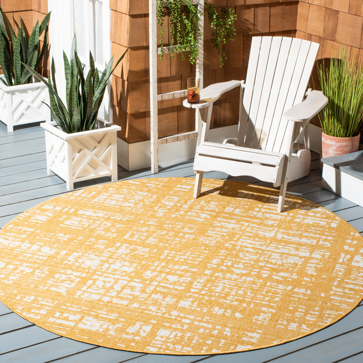 SAFAVIEH Outdoor CY8451-56021 Courtyard Gold / Ivory Rug - 2' X 3' 7