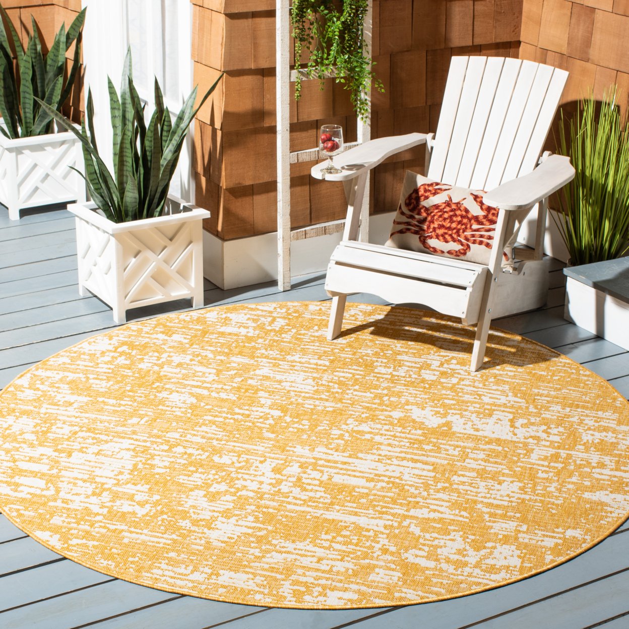 SAFAVIEH Outdoor CY8452-56021 Courtyard Gold / Ivory Rug - 2' X 3' 7