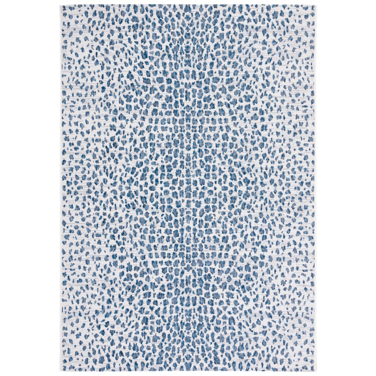 SAFAVIEH Outdoor CY8505-53412 Courtyard Ivory / Navy Rug - 6' 7 Square