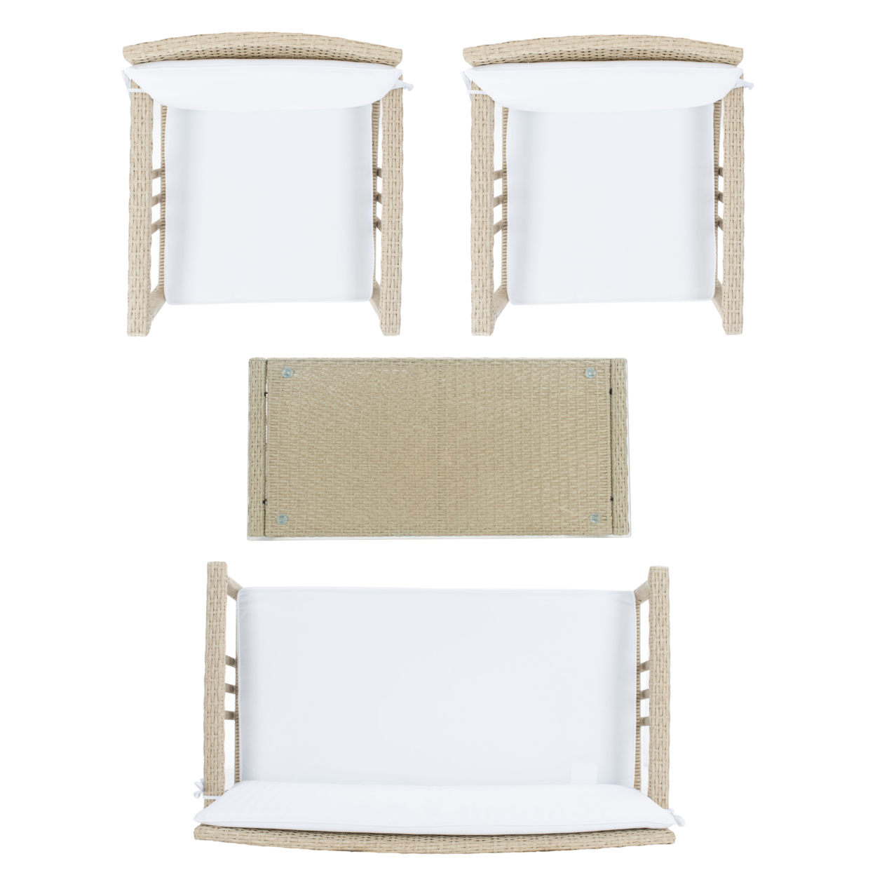 SAFAVIEH Outdoor Collection Reslor 4-Piece Patio Set Beige/White Cushion