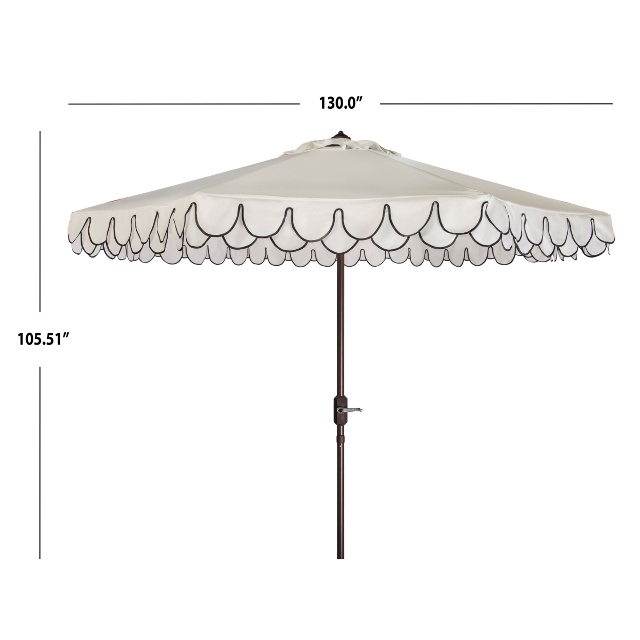 SAFAVIEH Outdoor Collection Elegant Valance 11-Foot Round Umbrella White/Black