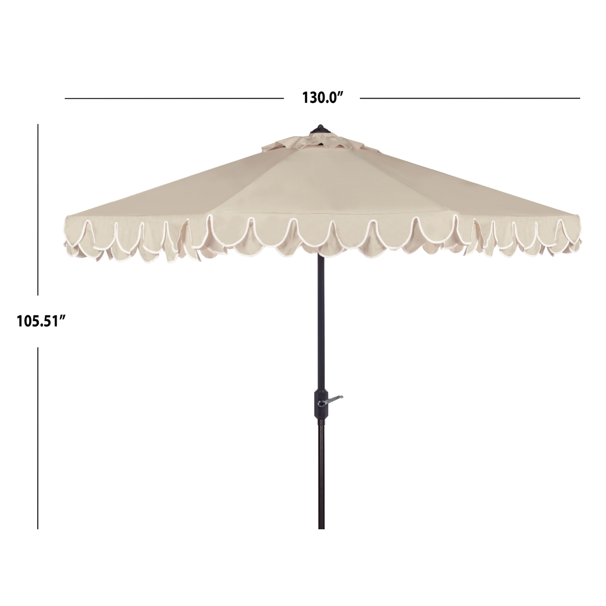 SAFAVIEH Outdoor Collection Elegant Valance 11-Foot Round Umbrella Beige/White