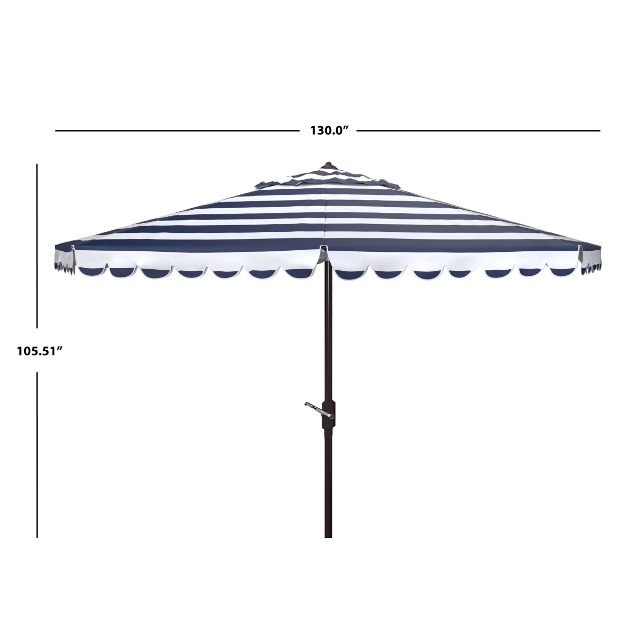 SAFAVIEH Outdoor Collection Vienna 11-Foot Round Crank Umbrella Navy/White