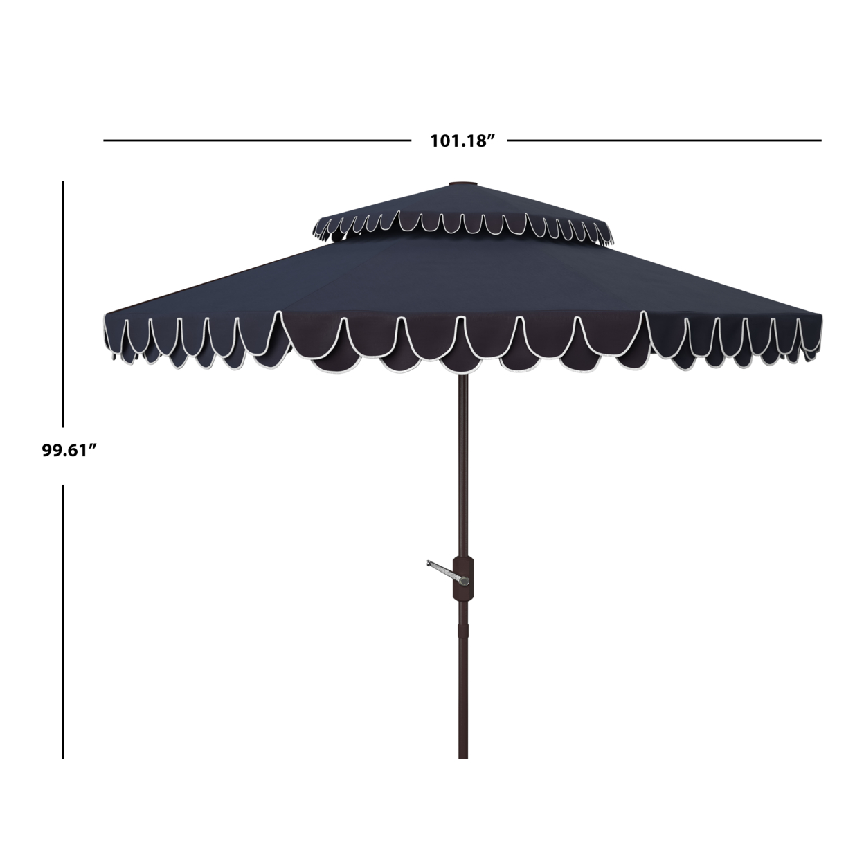 SAFAVIEH Outdoor Collection Elegant Valance 9-Foot Double Top Umbrella Navy/White