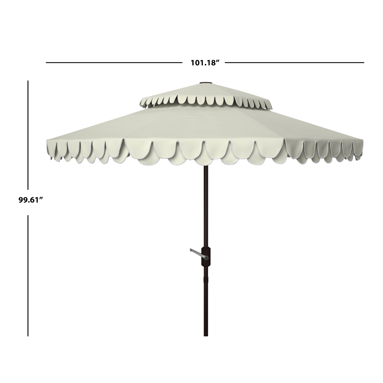 SAFAVIEH Outdoor Collection Elegant Valance 9-Foot Umbrella Beige/White