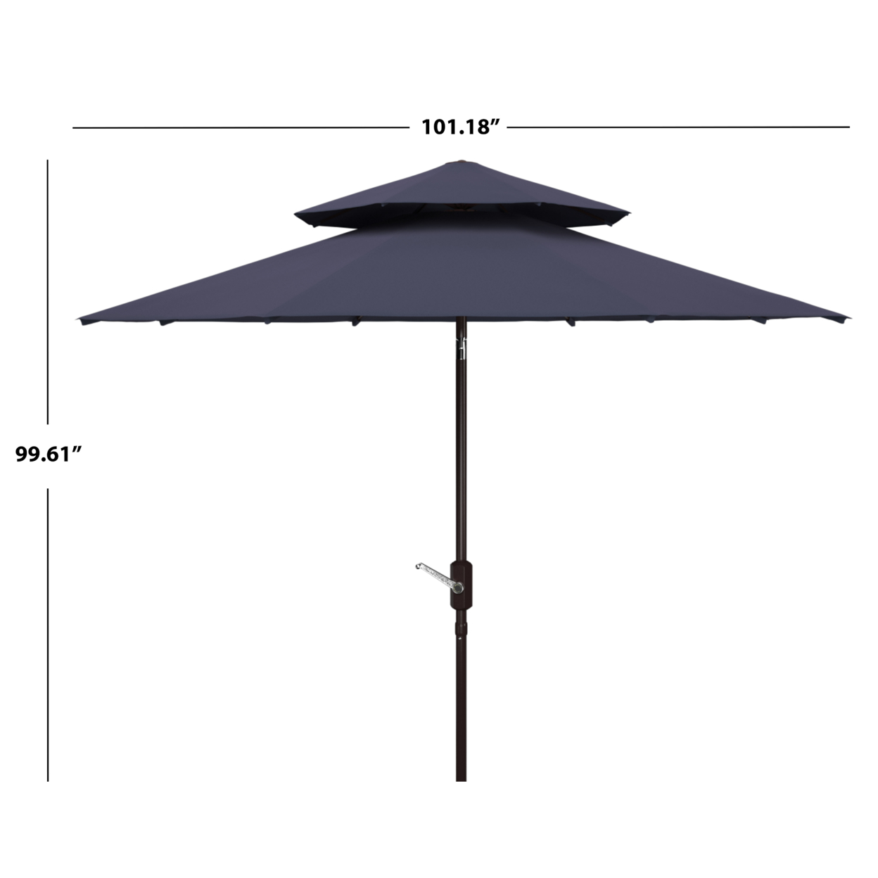 SAFAVIEH Outdoor Collection Athens 9-Foot Double Top Crank Umbrella Navy/White