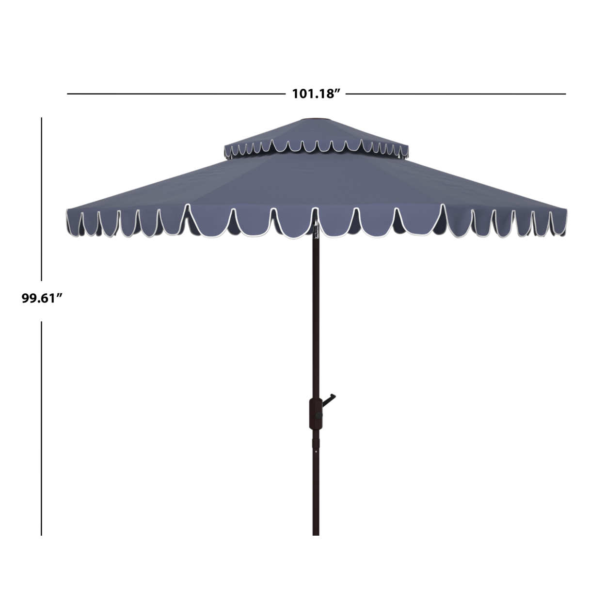 SAFAVIEH Outdoor Collection Venice 9-Foot Round Double Top Umbrella Navy/White