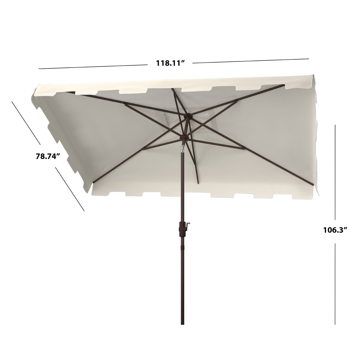 SAFAVIEH Outdoor Collection Zimmerman 6.5 X 10-Foot Rectangle Umbrella Beige/White