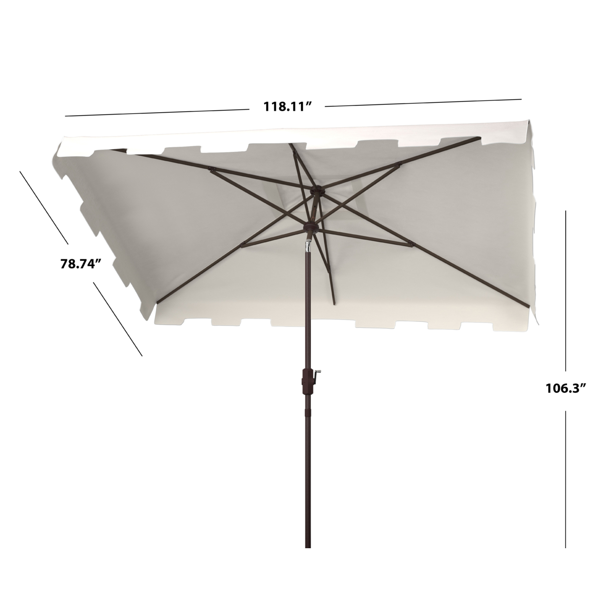 SAFAVIEH Outdoor Collection Zimmerman 6.5 X 10-Foot Rectangle Market Umbrella White
