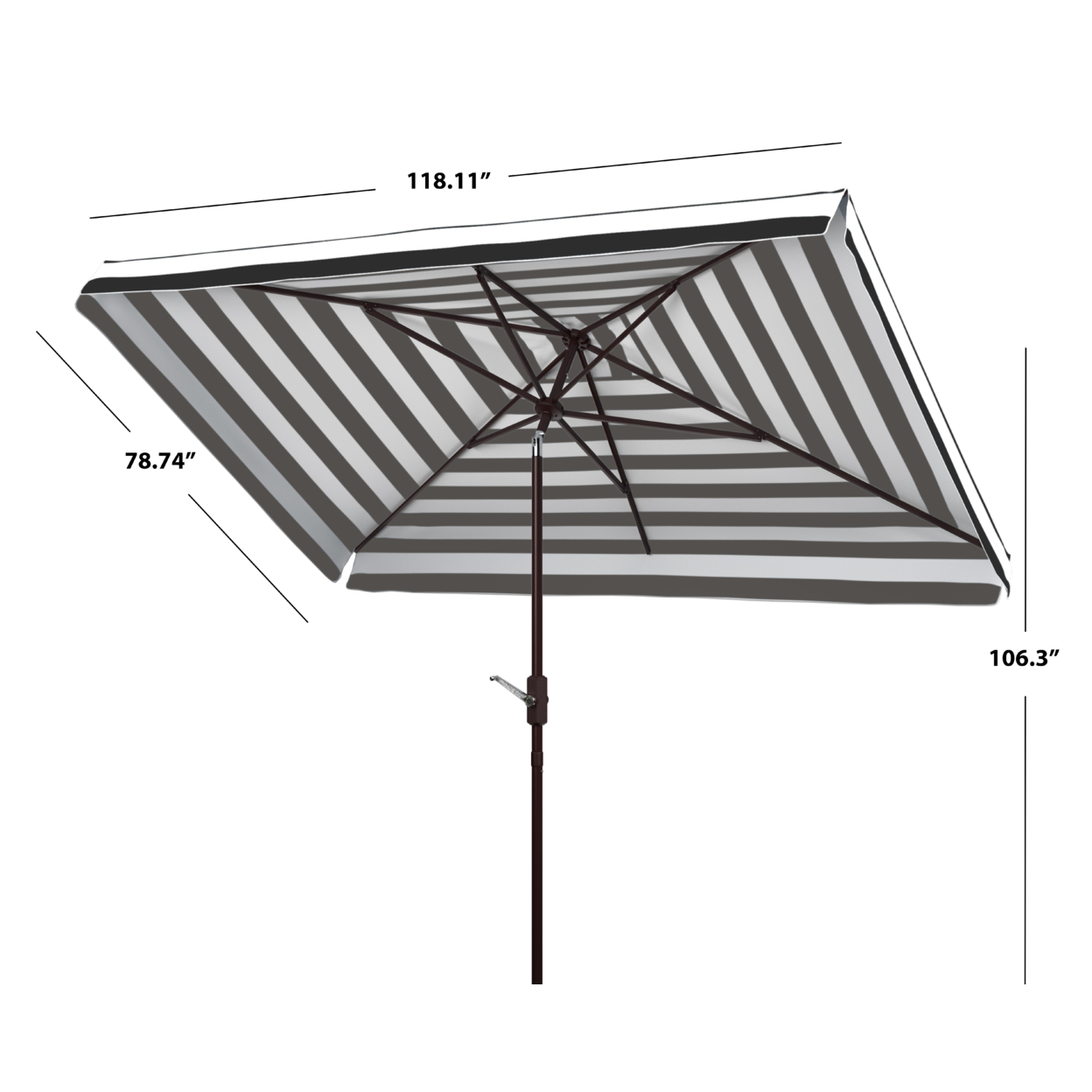 SAFAVIEH Outdoor Collection Elsa Line 6.5 X 10-Foot Rectangle Umbrella Black/White