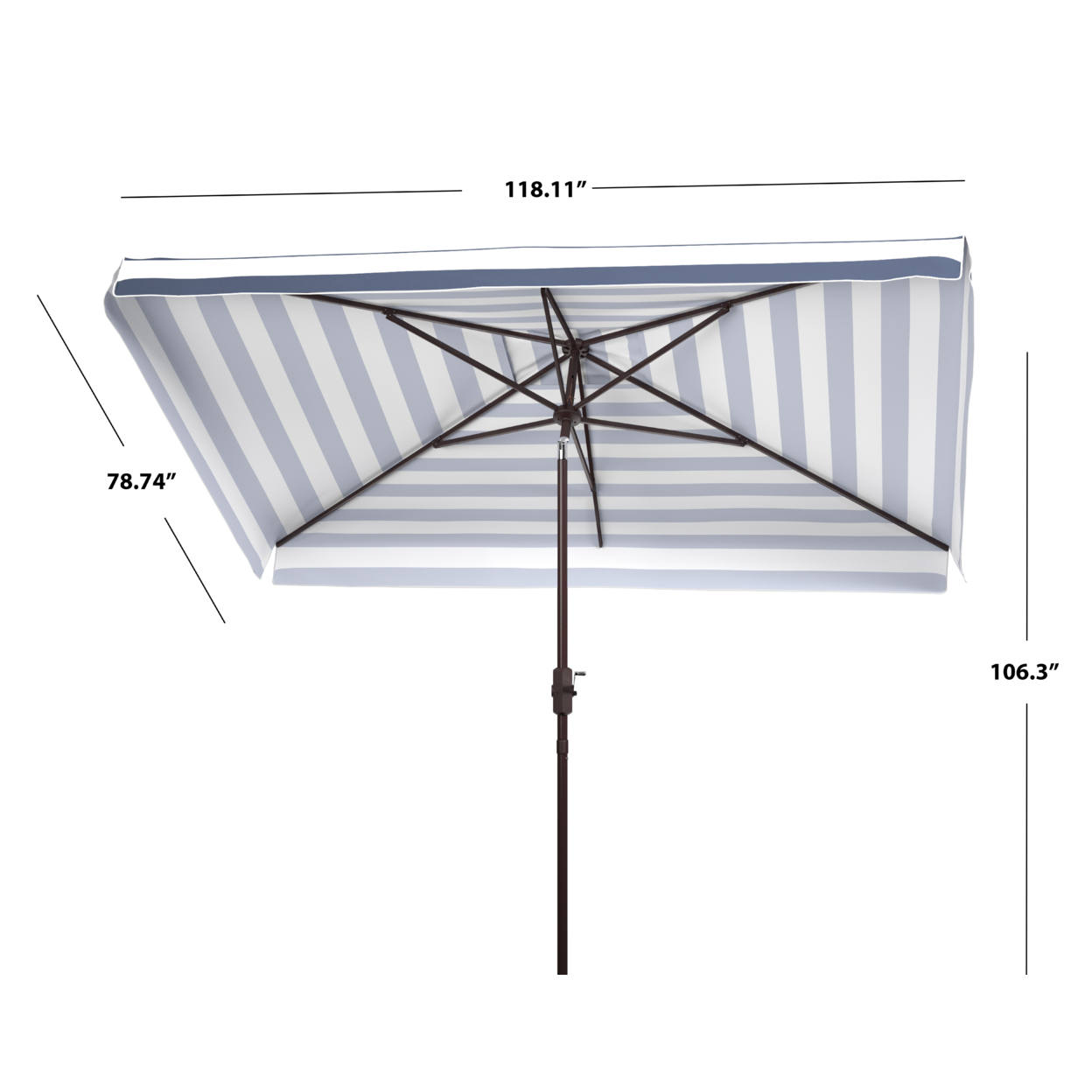 SAFAVIEH Outdoor Collection Elsa Line 6.5 X 10-Foot Rectangle Umbrella Navy/White