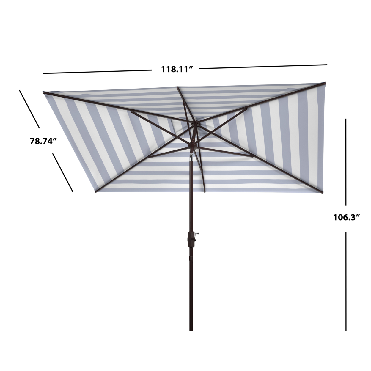 SAFAVIEH Outdoor Collection Iris Line 6.5 X 10-Foot Rectangle Umbrella Navy/White