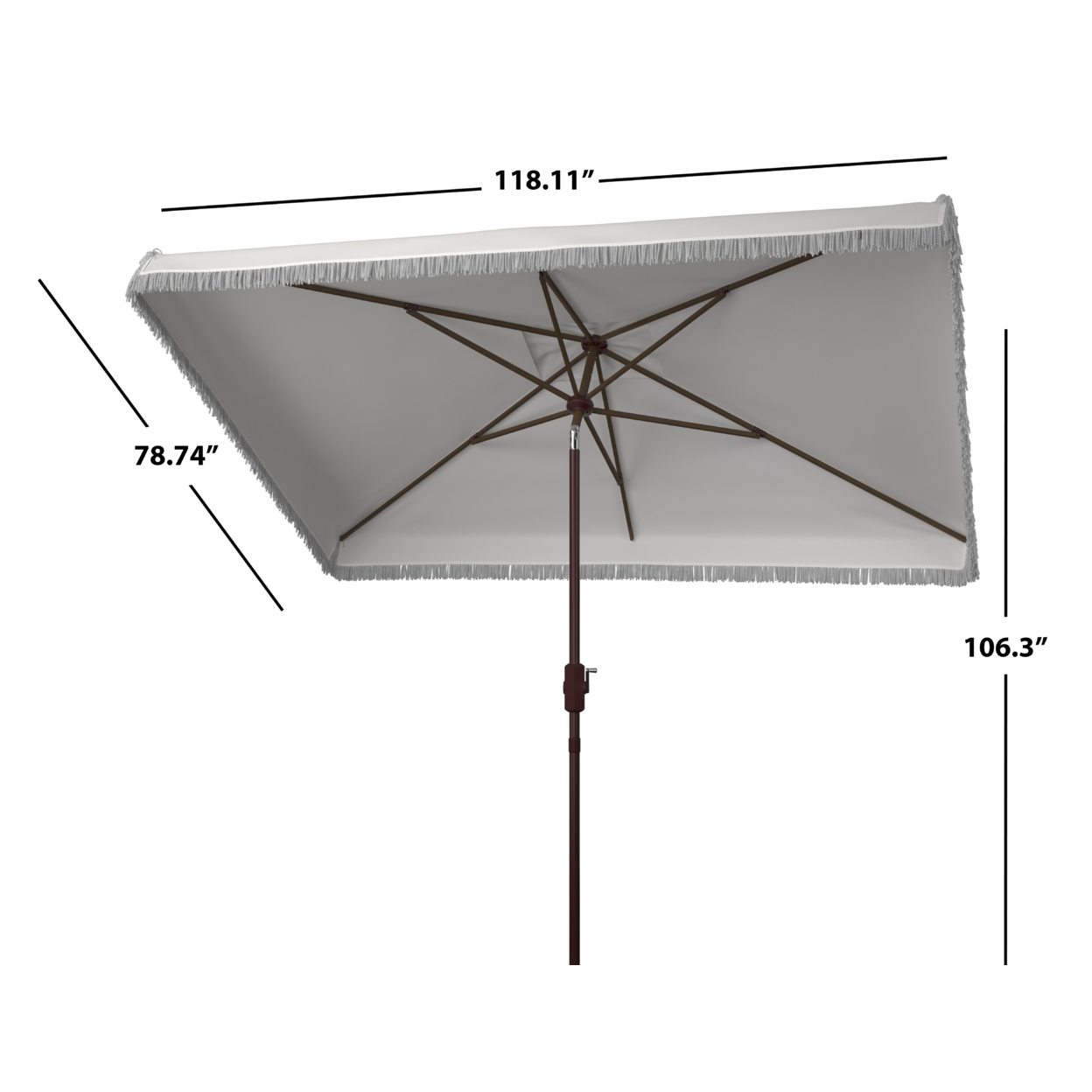 SAFAVIEH Outdoor Collection Milan Fringe 6.5 X 10-Foot Rectangle Umbrella White