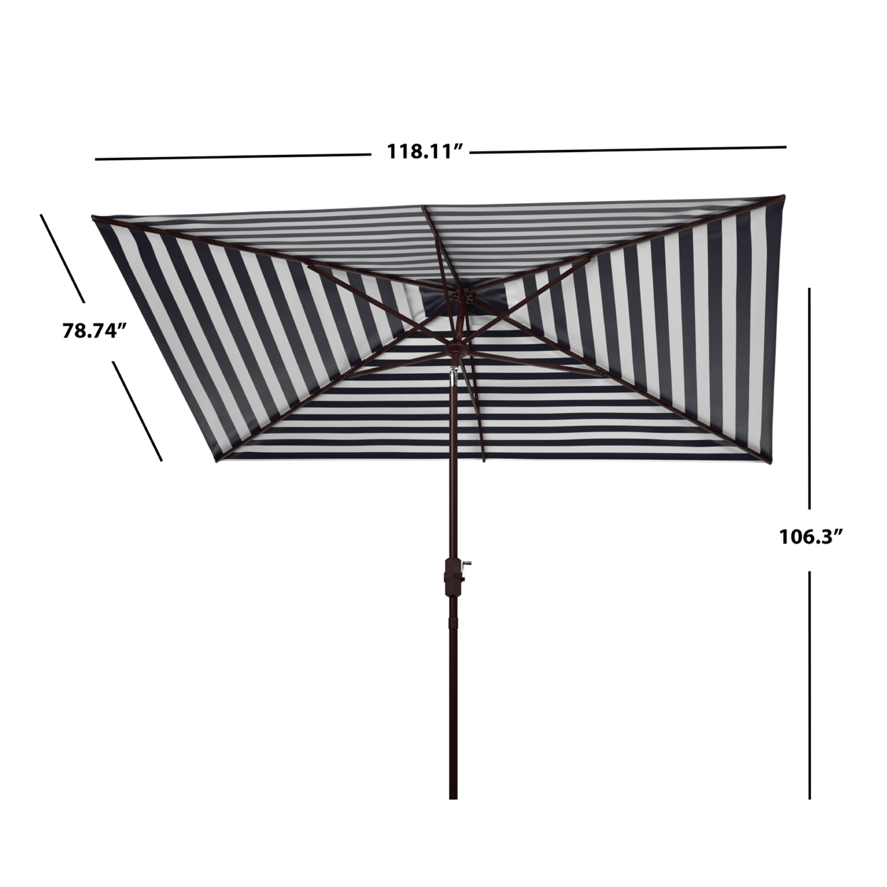SAFAVIEH Outdoor Collection Athens 6.5 X 10-Foot Rectangle Umbrella Navy/White