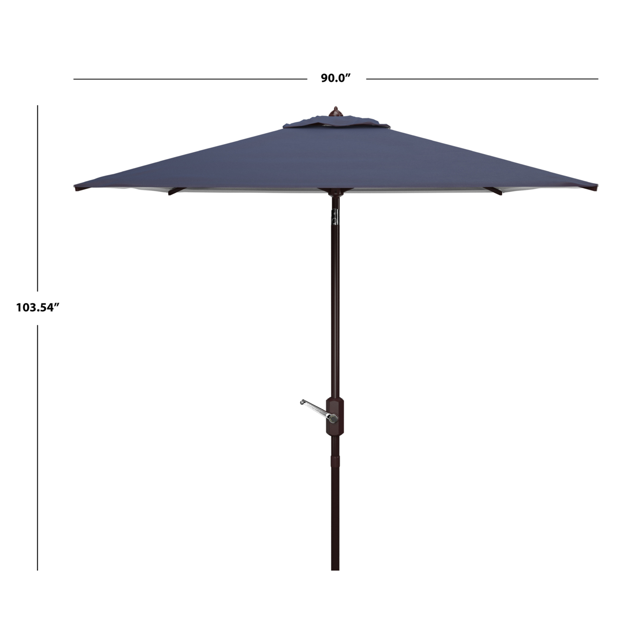 SAFAVIEH Outdoor Collection Athens 7.5-Foot Square Crank Umbrella Navy/White