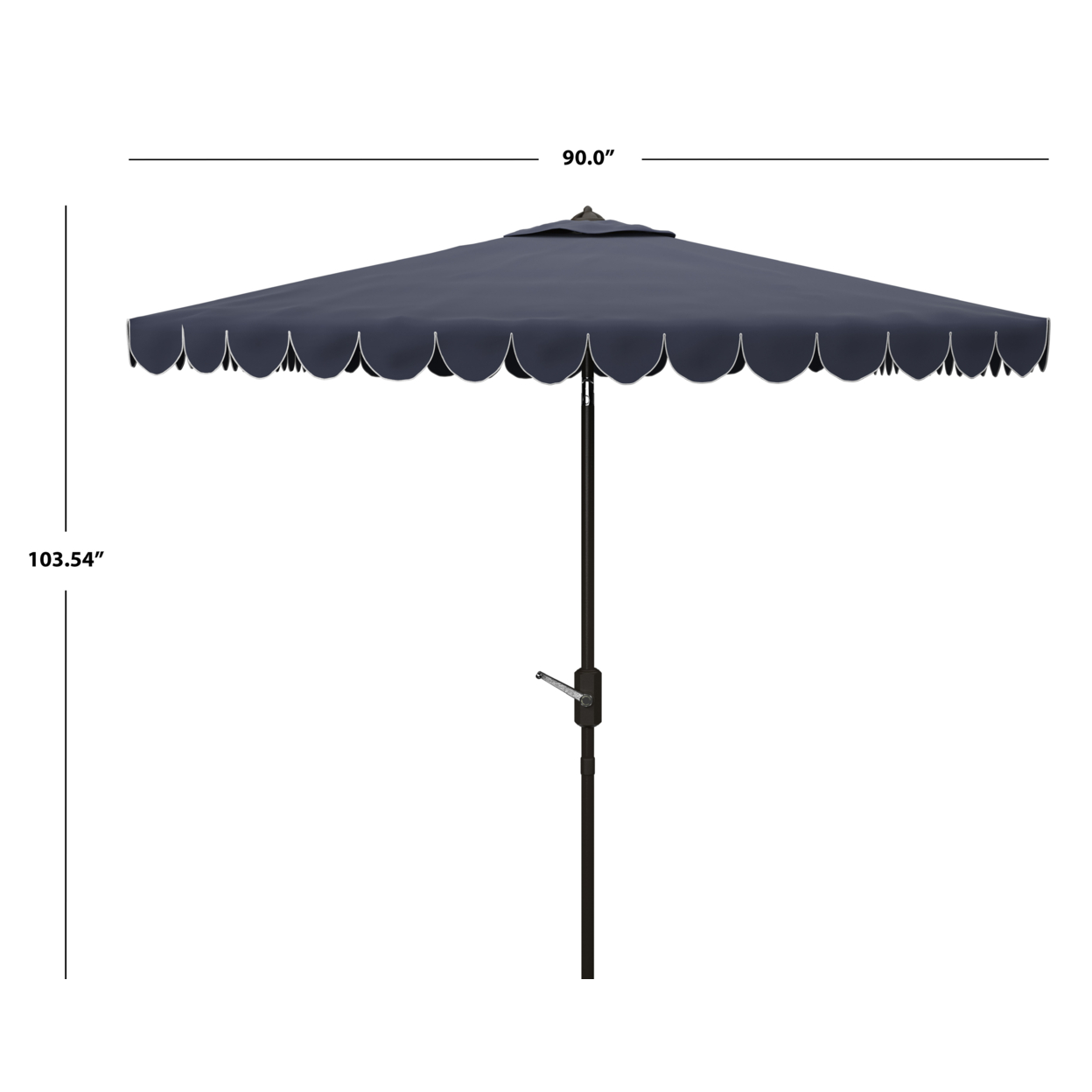 SAFAVIEH Outdoor Collection Venice 7.5-Foot Square Crank Umbrella Navy/White