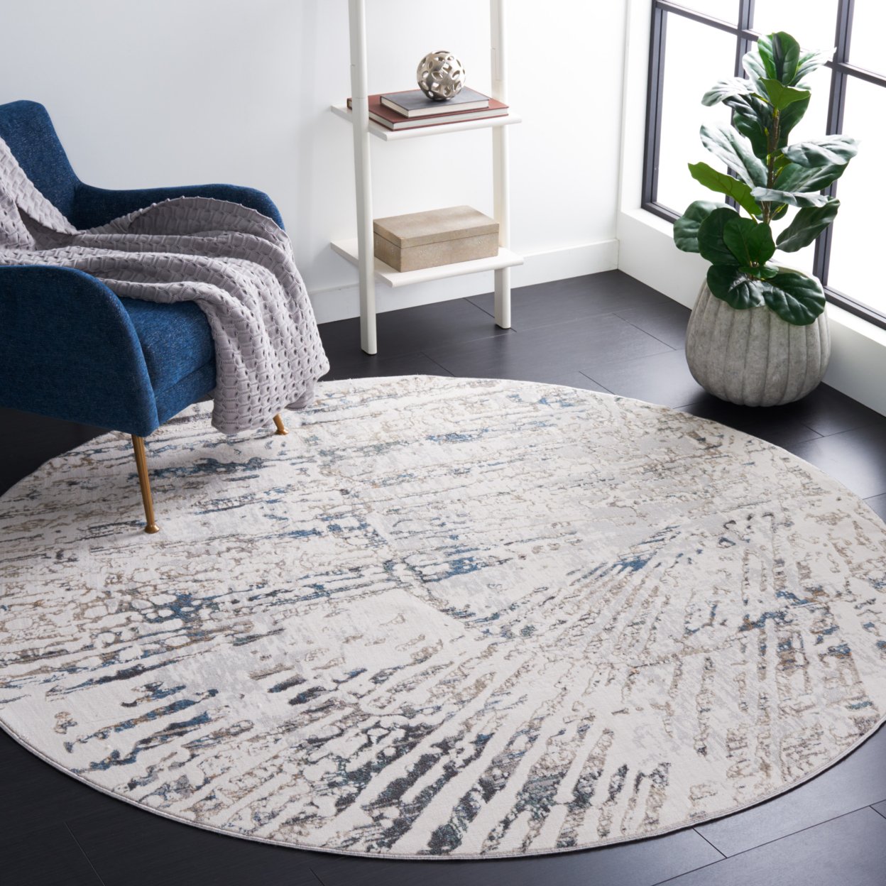 SAFAVIEH Bel Air Collection BLA222F Grey / Turquoise Rug - 6' 7 Square