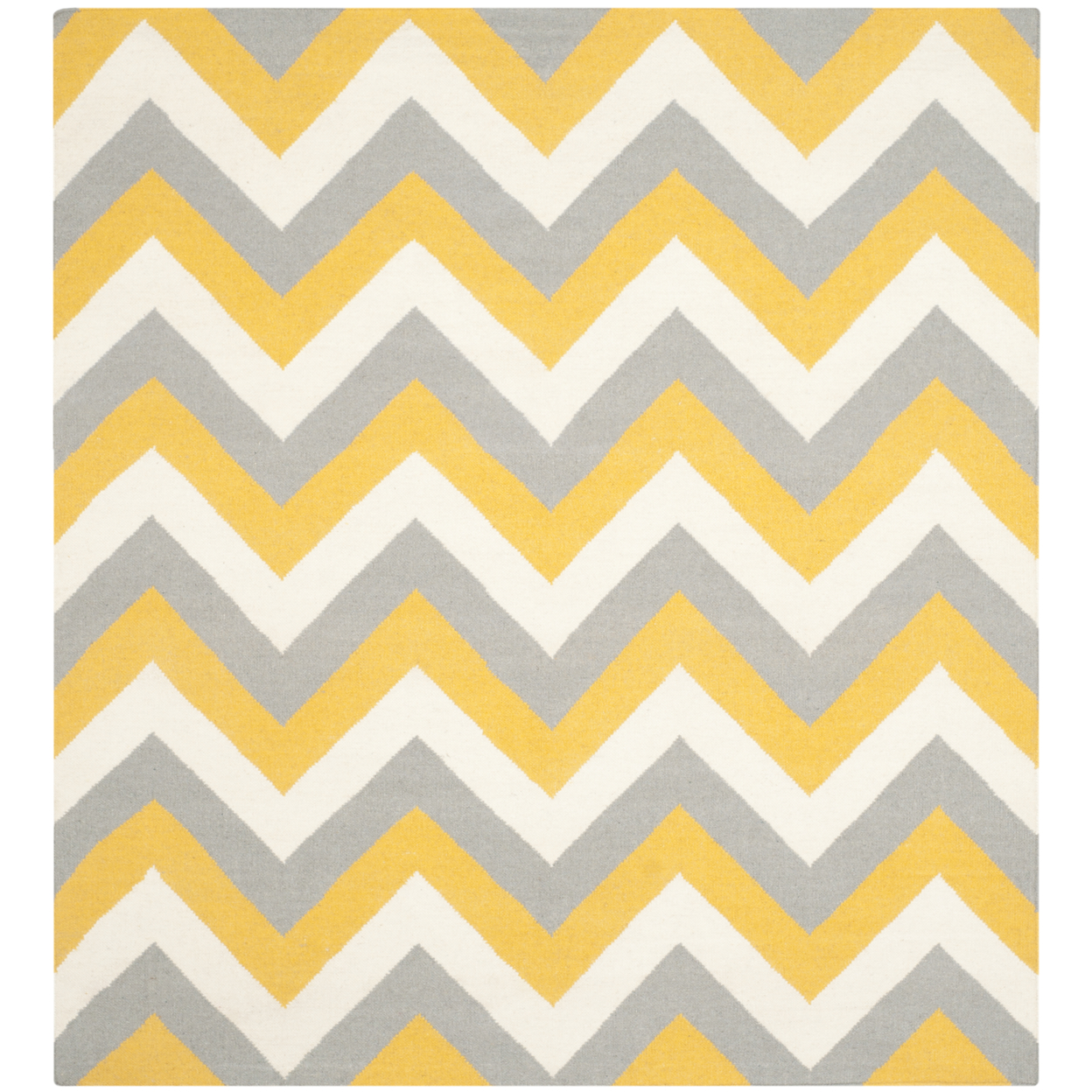 SAFAVIEH Dhurries DHU640A Handwoven Gold / Grey Rug - 6' Square