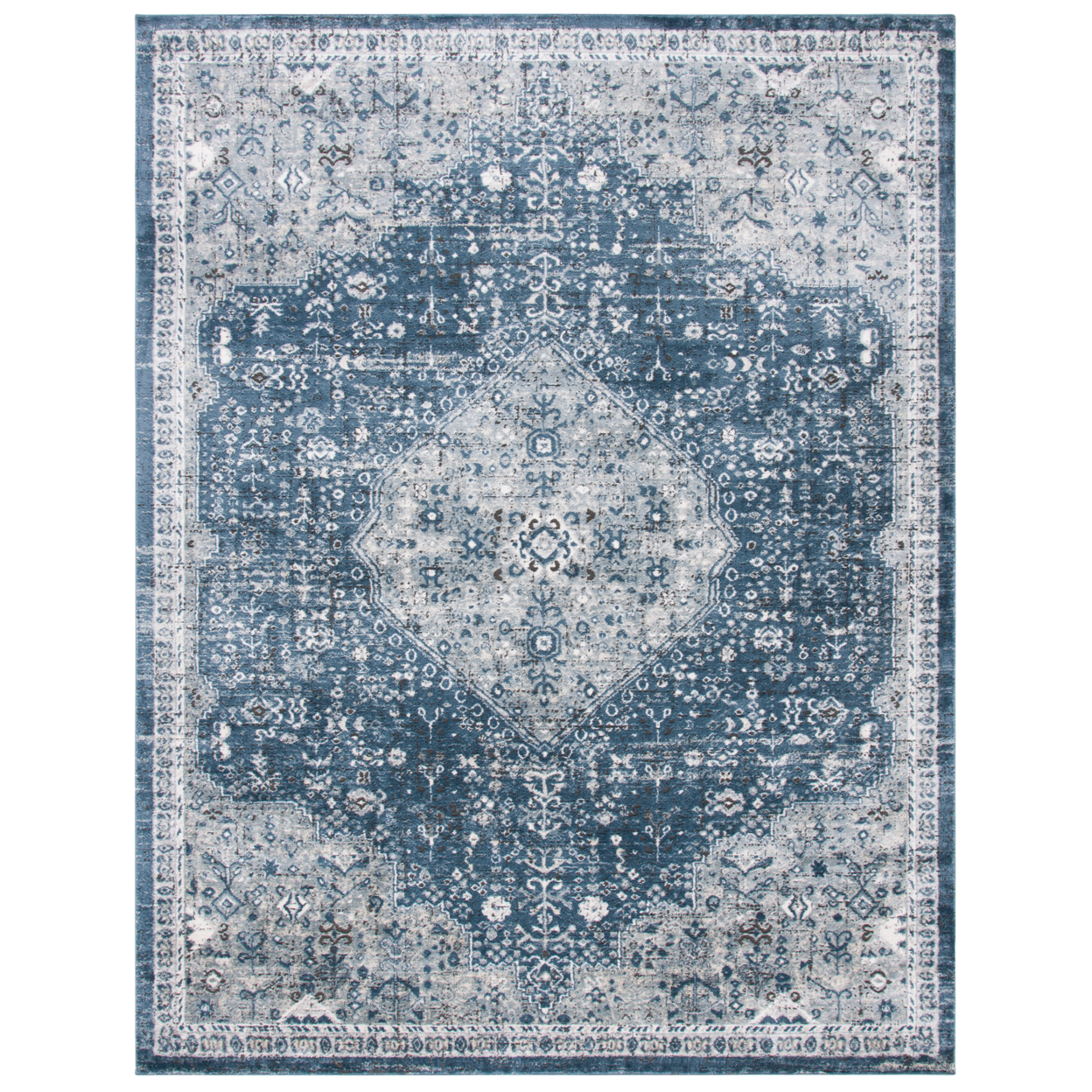 SAFAVIEH Oregon Collection ORE858N Navy / Ivory Rug - 5'-1 X 7'-6
