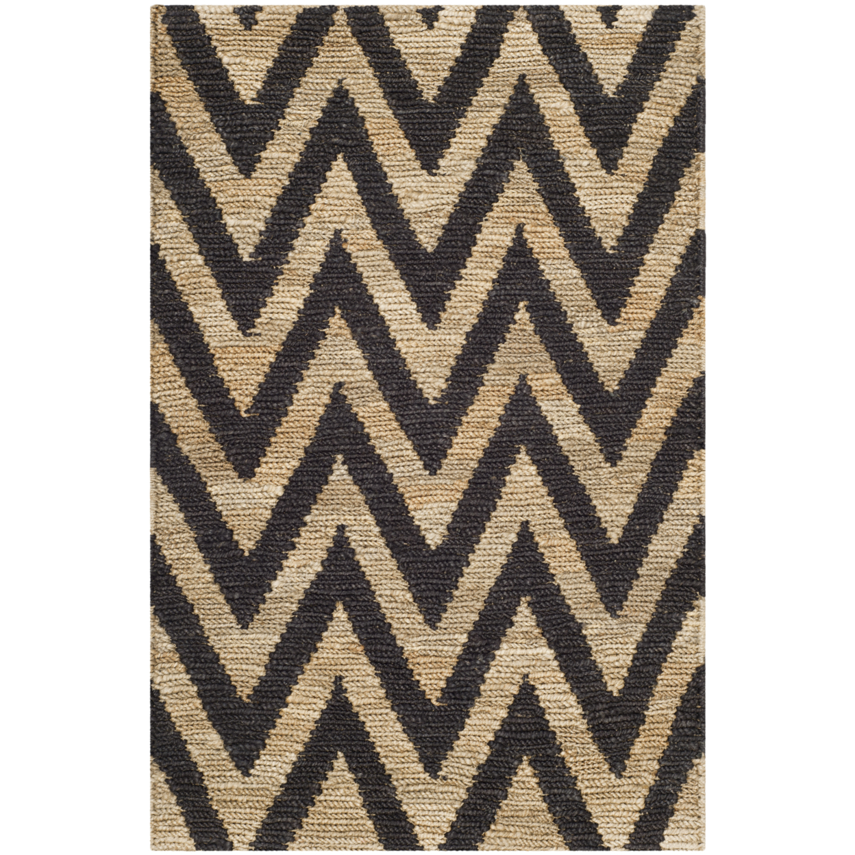 SAFAVIEH Organic ORG515A Hand-knotted Black / Natural Rug - 2' 6 X 4'