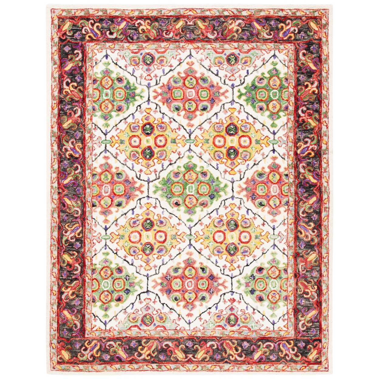 SAFAVIEH Trace Collection TRC524A Handmade Ivory/Red Rug - 8' X 10'