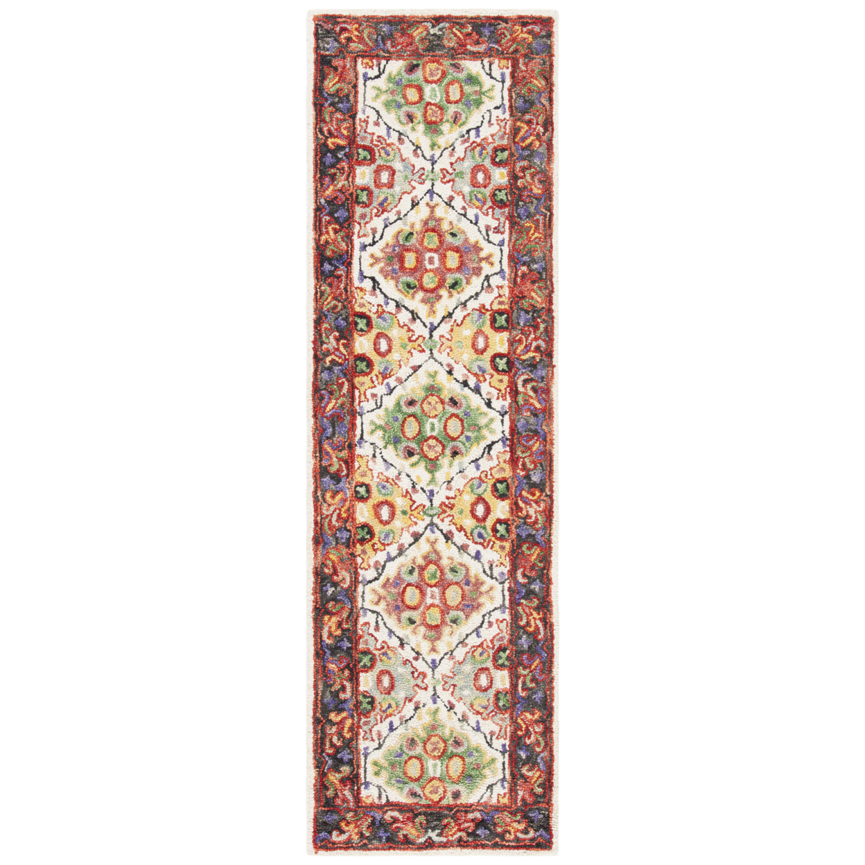 SAFAVIEH Trace Collection TRC524A Handmade Ivory/Red Rug - 2' 3 X 8'