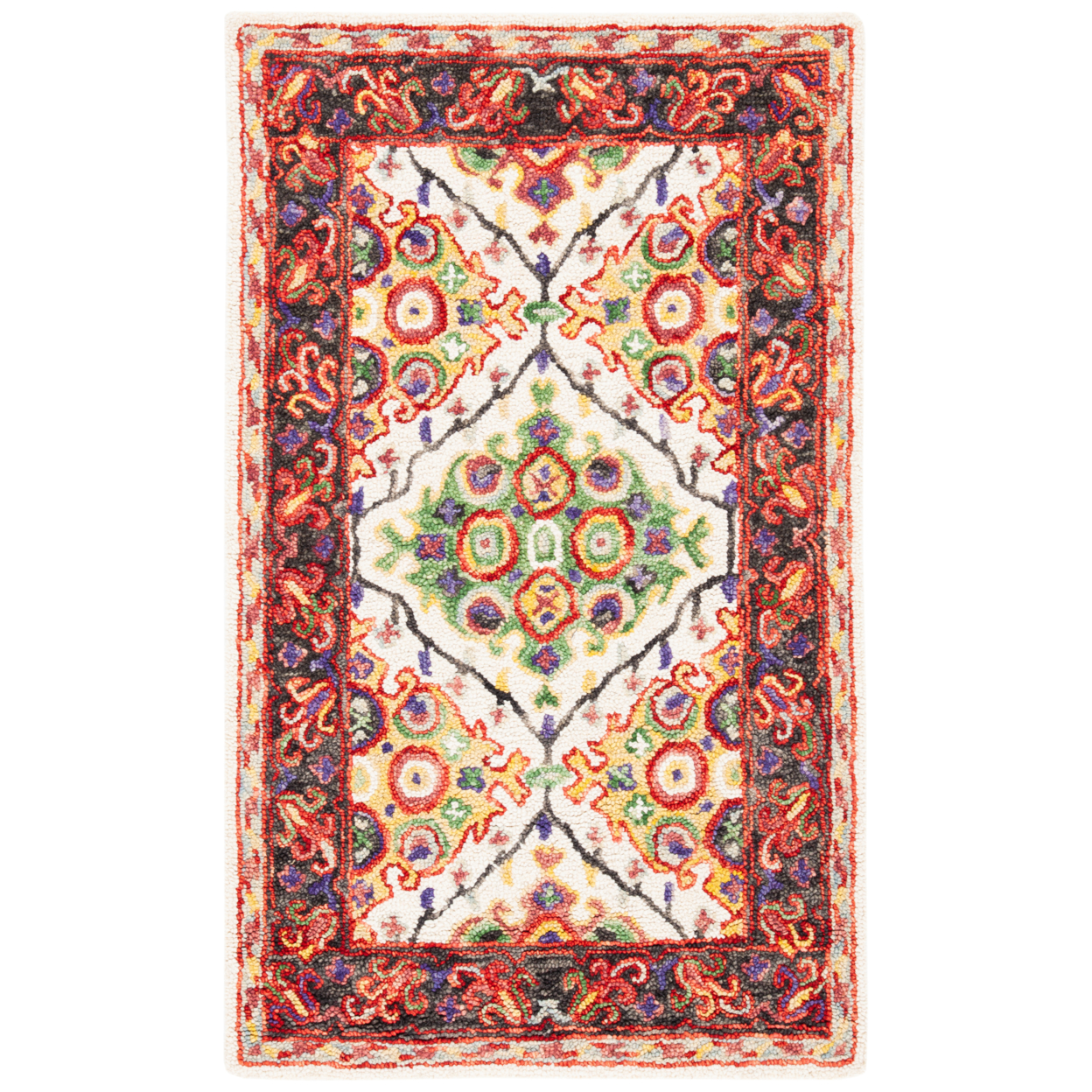 SAFAVIEH Trace Collection TRC524A Handmade Ivory/Red Rug - 3' X 5'