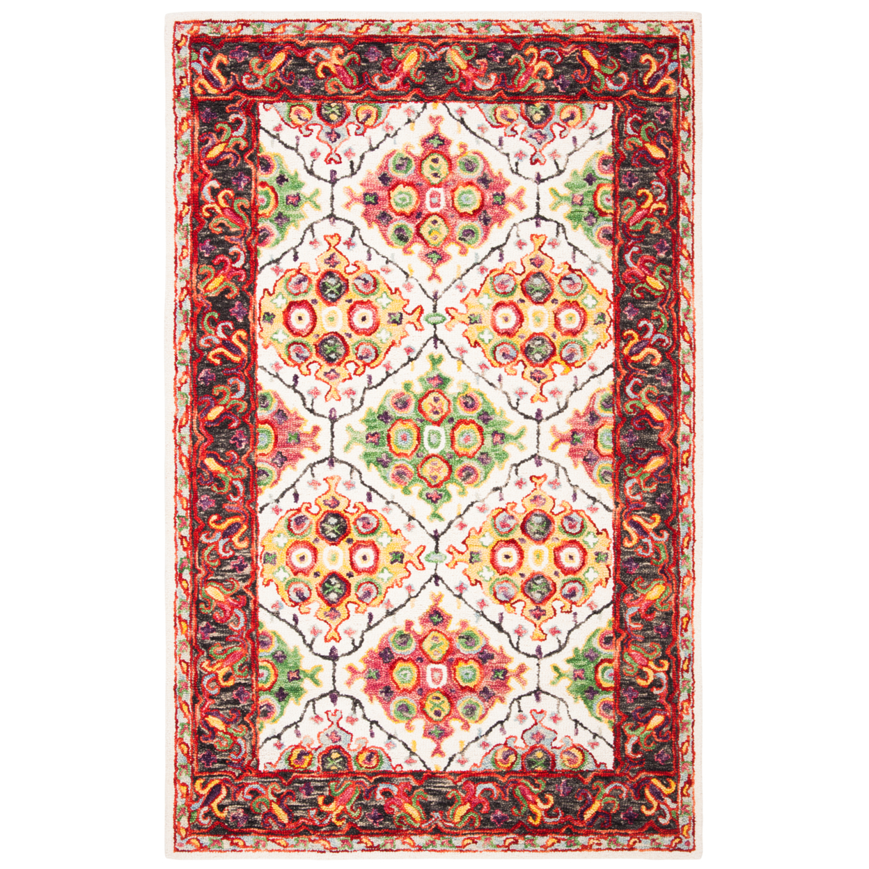 SAFAVIEH Trace Collection TRC524A Handmade Ivory/Red Rug - 5' X 8'