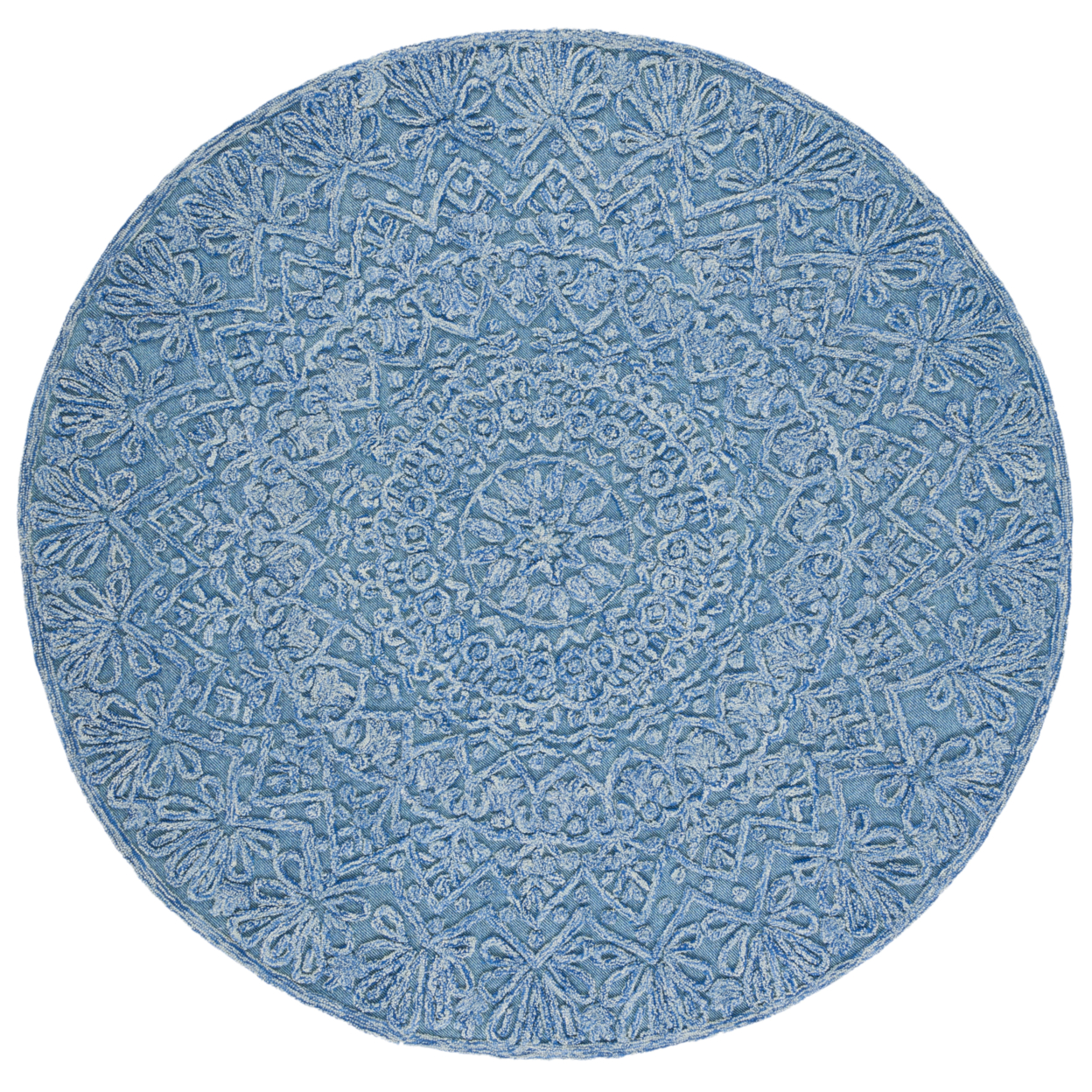 SAFAVIEH Trace Collection TRC601M Blue / Light Green Rug - 6' Round