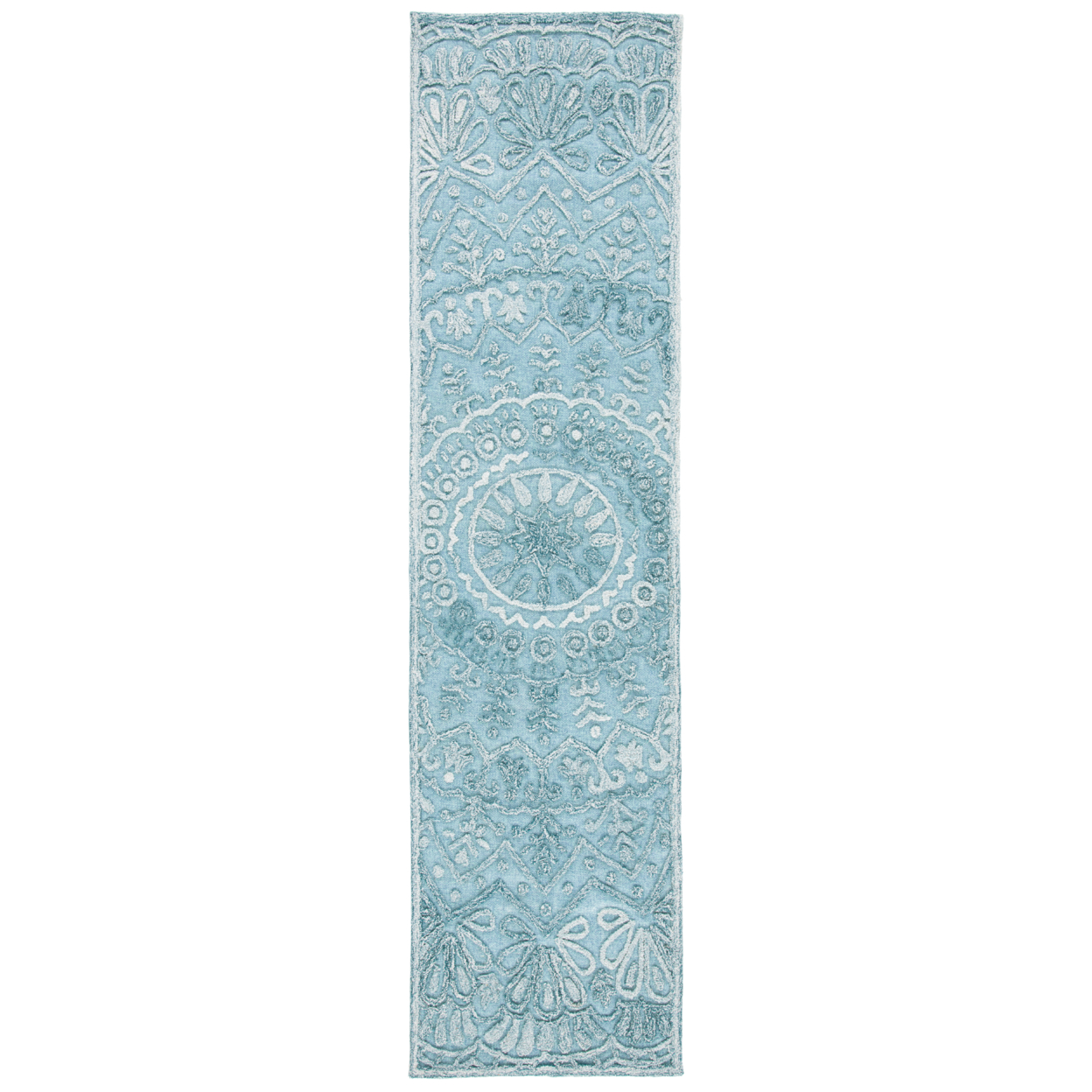SAFAVIEH Trace Collection TRC601K Turquoise / Green Rug - 2' 3 X 9'