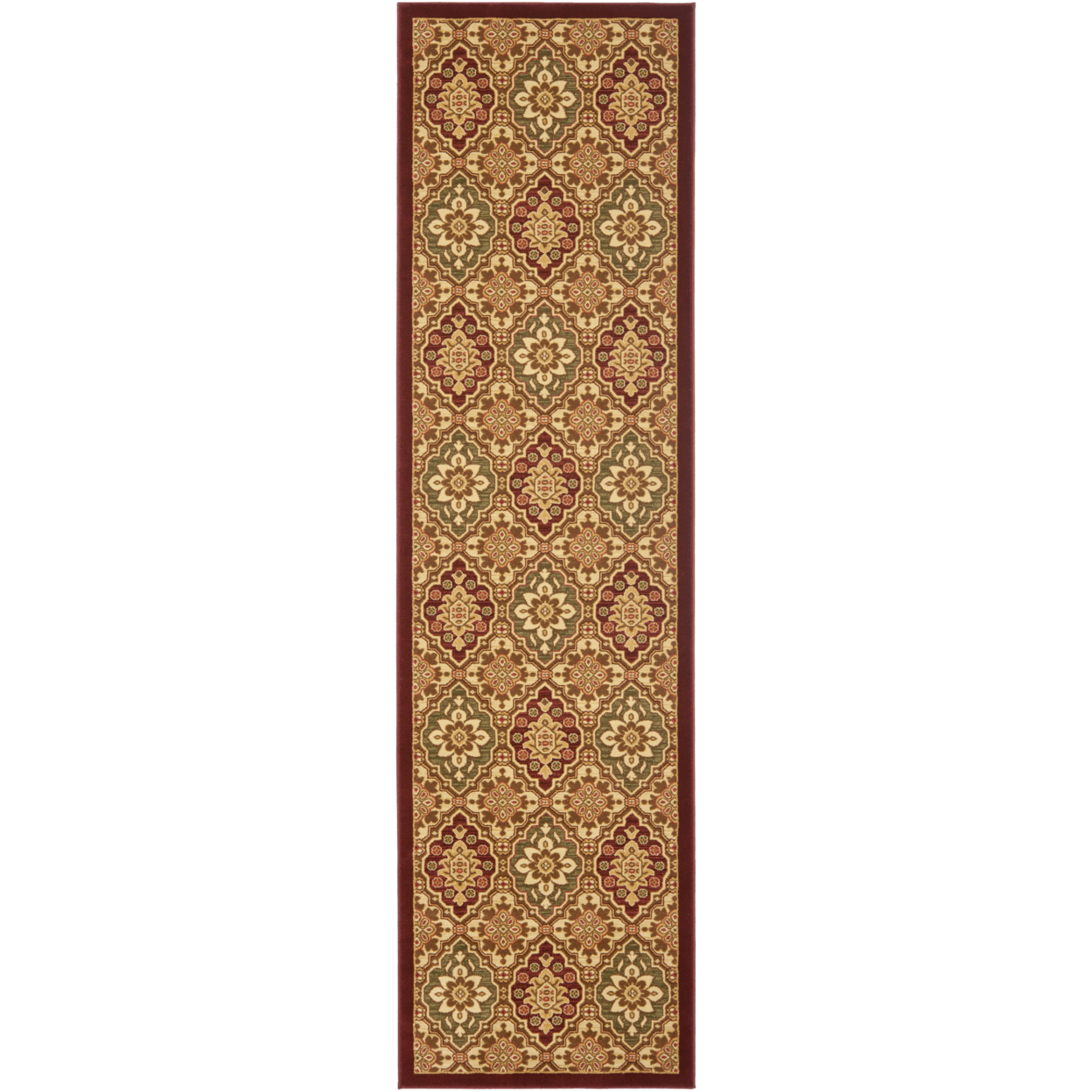SAFAVIEH Treasures Collection TRE217-4012 Red / Ivory Rug - 2' 2 X 8'