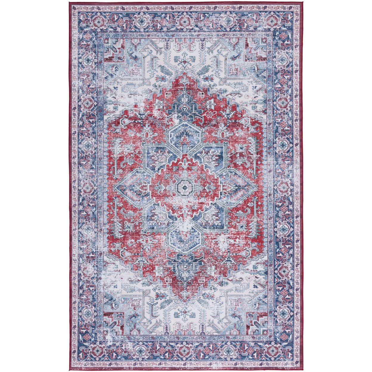 SAFAVIEH Tucson Collection TSN101S Red / Navy Rug - 6' Square