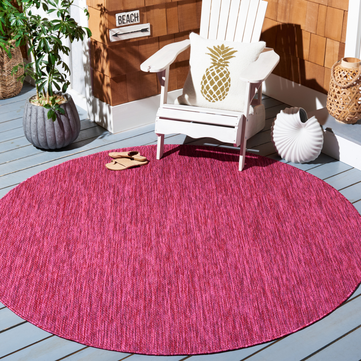 SAFAVIEH Outdoor CY8520-55922 Courtyard Collection Red Rug - 4' X 5' 7