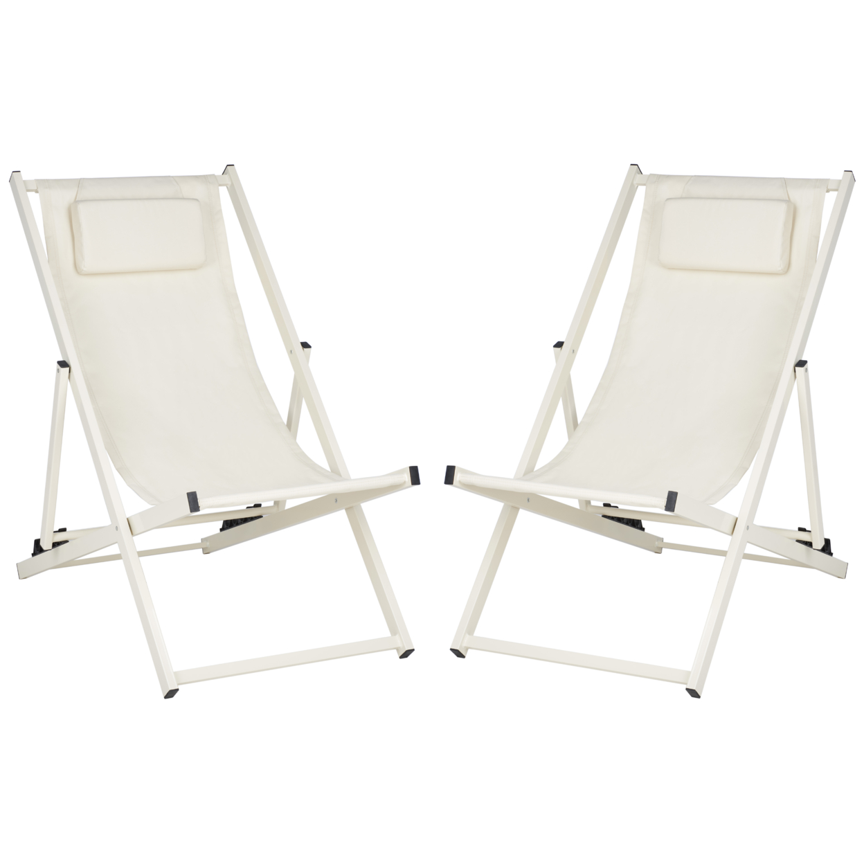 SAFAVIEH Outdoor Collection Camlin Set Of 2 Sling Chairs Beige