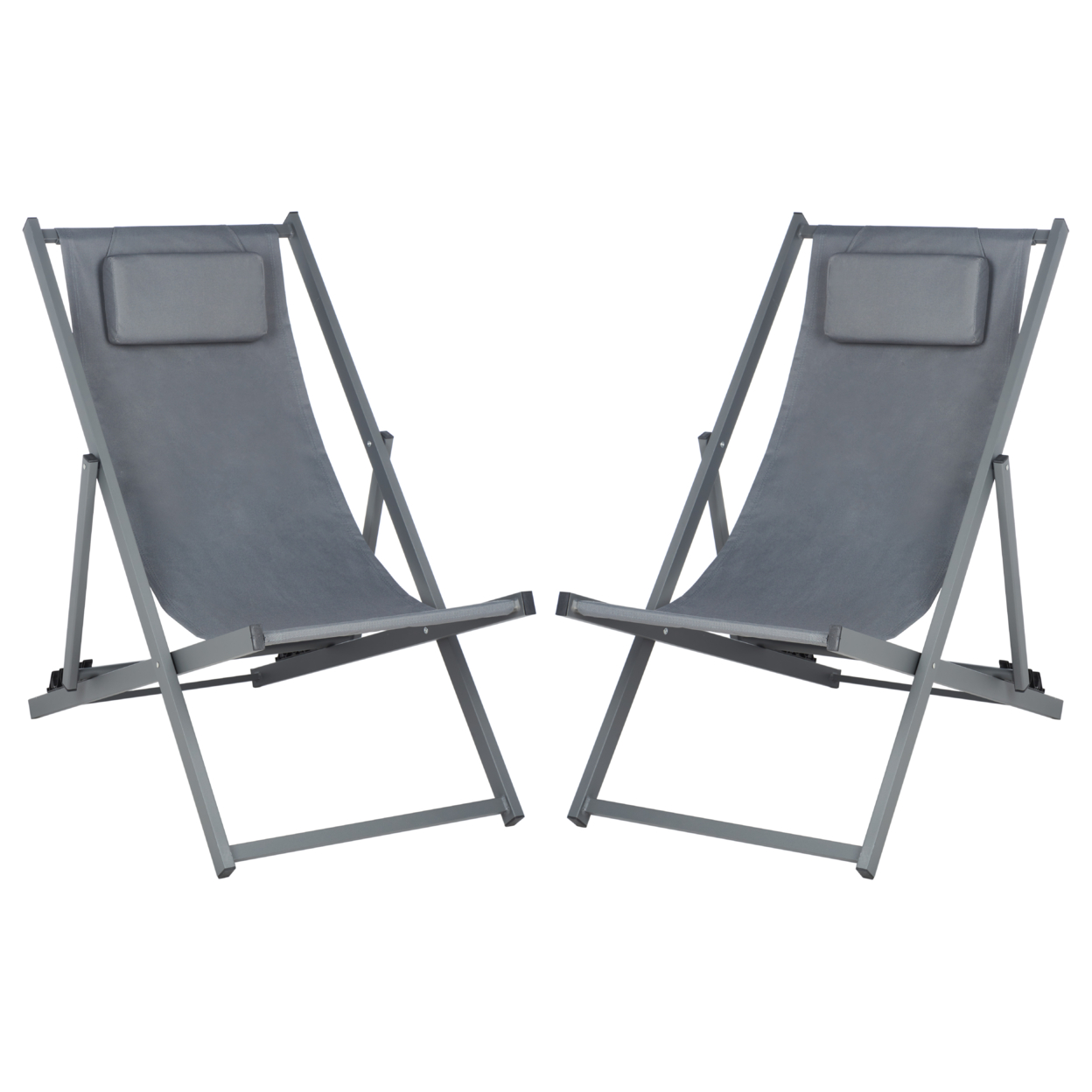 SAFAVIEH Outdoor Collection Camlin Set Of 2 Sling Chairs Grey
