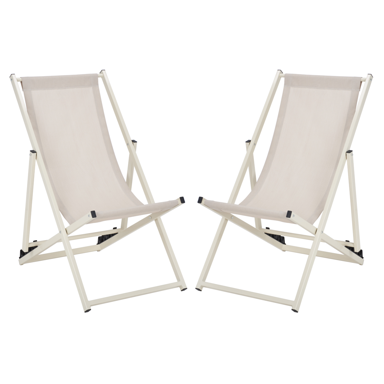 SAFAVIEH Outdoor Collection Breslin Set Of 2 Sling Chairs Beige