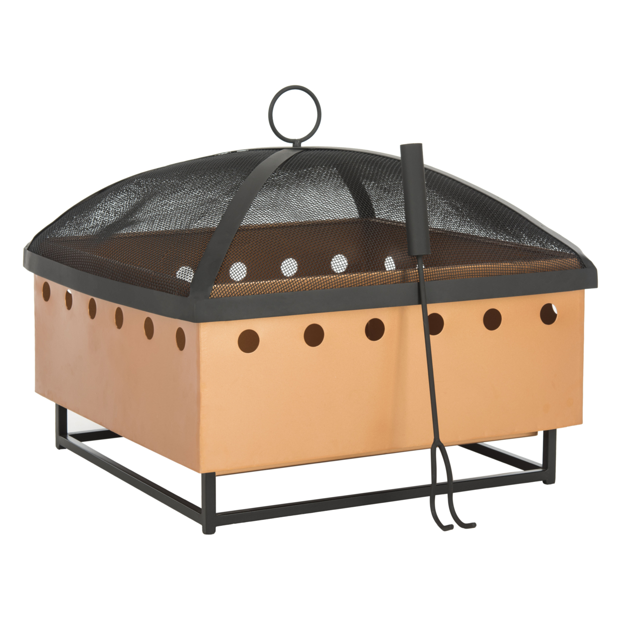 SAFAVIEH Outdoor Collection Wyatt Square Fire Pit Copper/Black