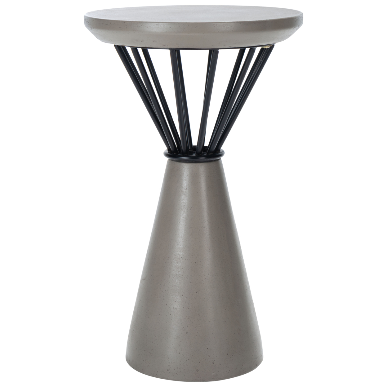SAFAVIEH Outdoor Collection Akiko Concrete Accent Table Dark Grey