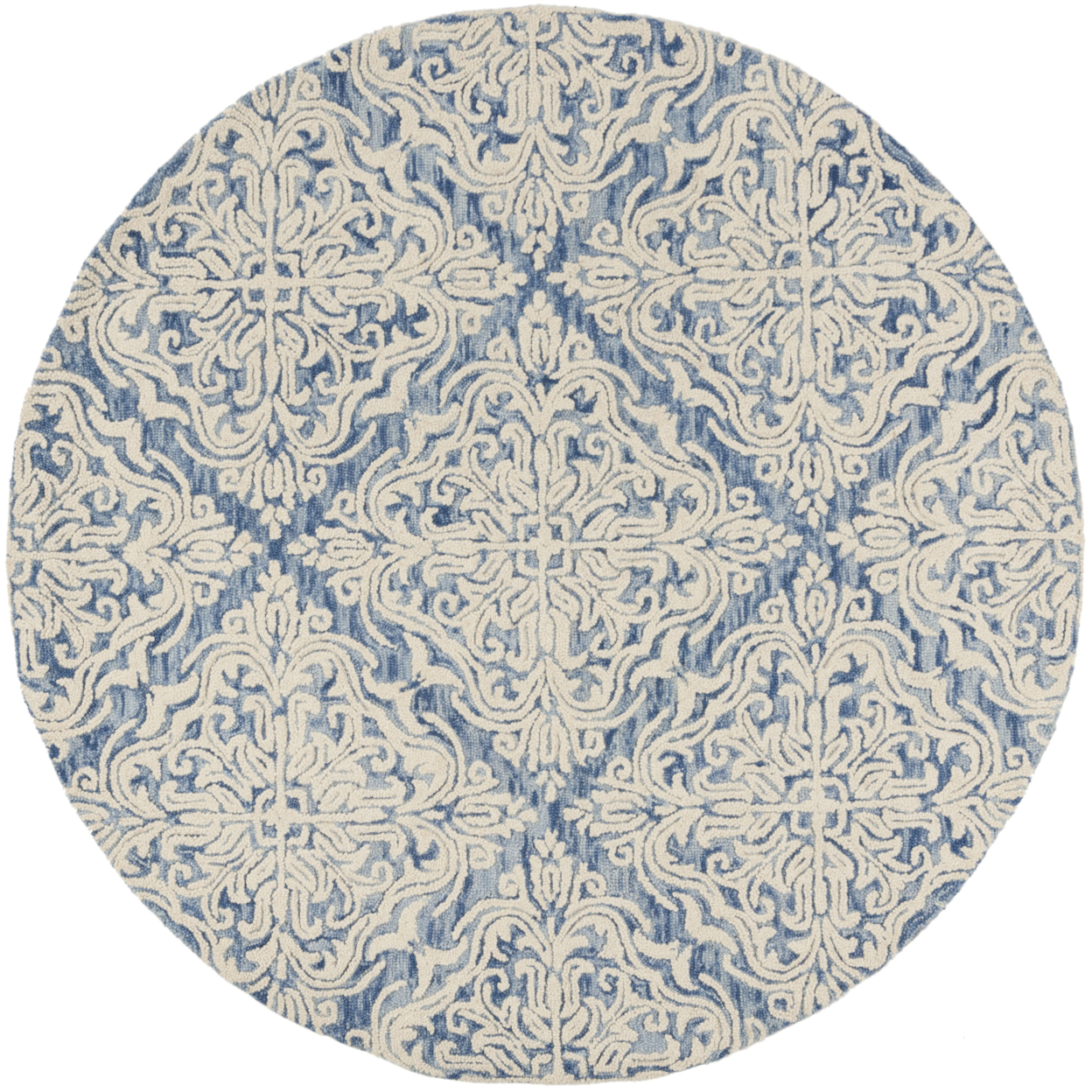 SAFAVIEH Blossom BLM103M Handmade Blue / Ivory Rug - 4' Round