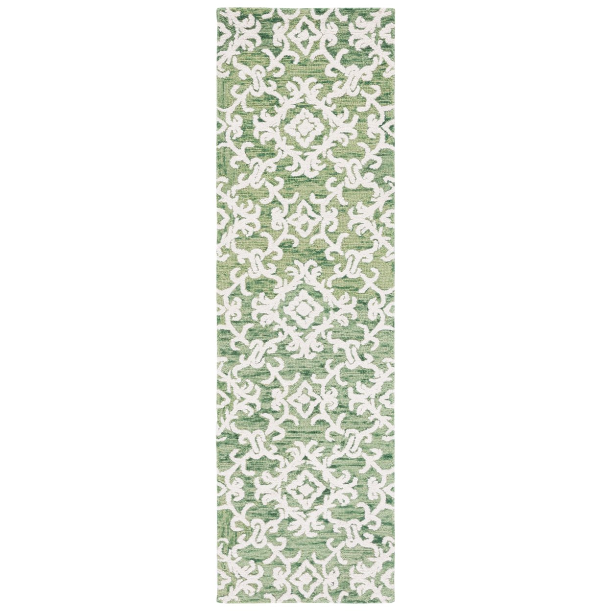 SAFAVIEH Blossom BLM104Y Handmade Green / Ivory Rug - 2' 3 X 8'