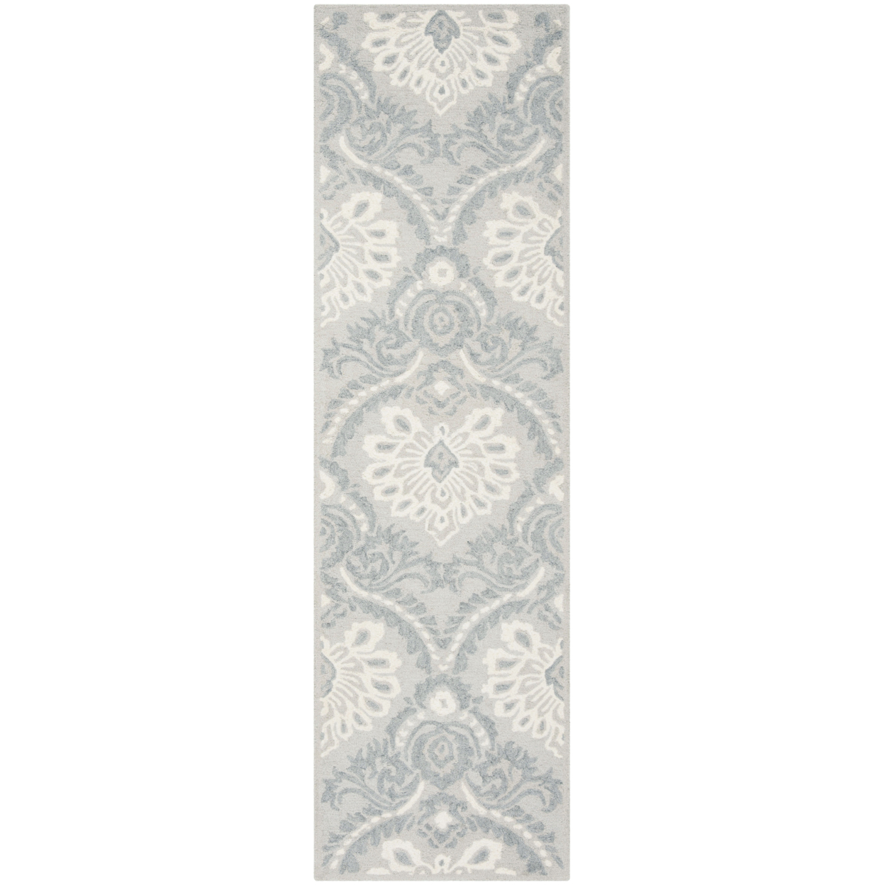 SAFAVIEH Blossom BLM106A Handmade Light Grey / Ivory Rug - 2' 3 X 8'