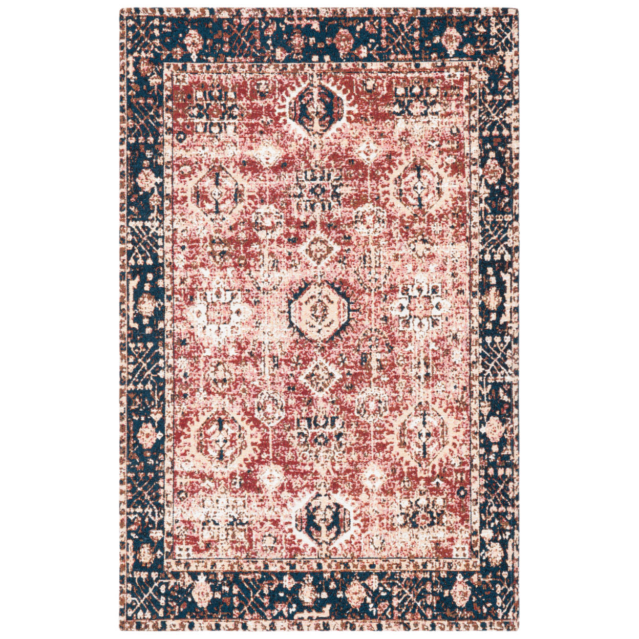 SAFAVIEH Easy Care Collection ECR102Q Red / Navy Rug - 2' X 5'
