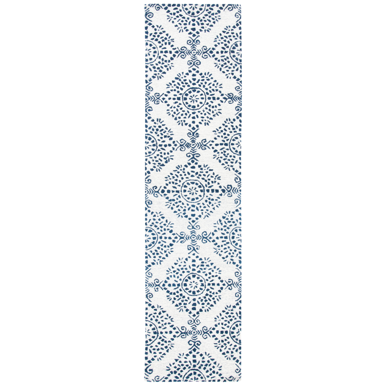 SAFAVIEH Micro-Loop Collection MLP647A Ivory / Blue Rug - 2' 3 X 9'