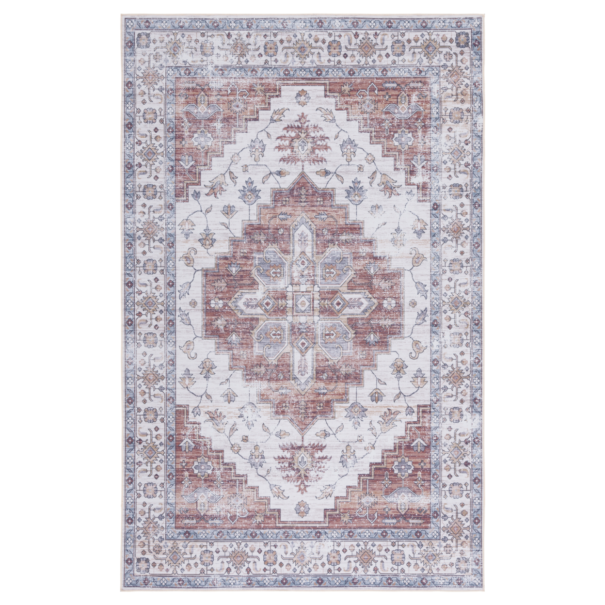 SAFAVIEH Tucson Collection TSN109A Ivory / Rust Rug - 6' Square